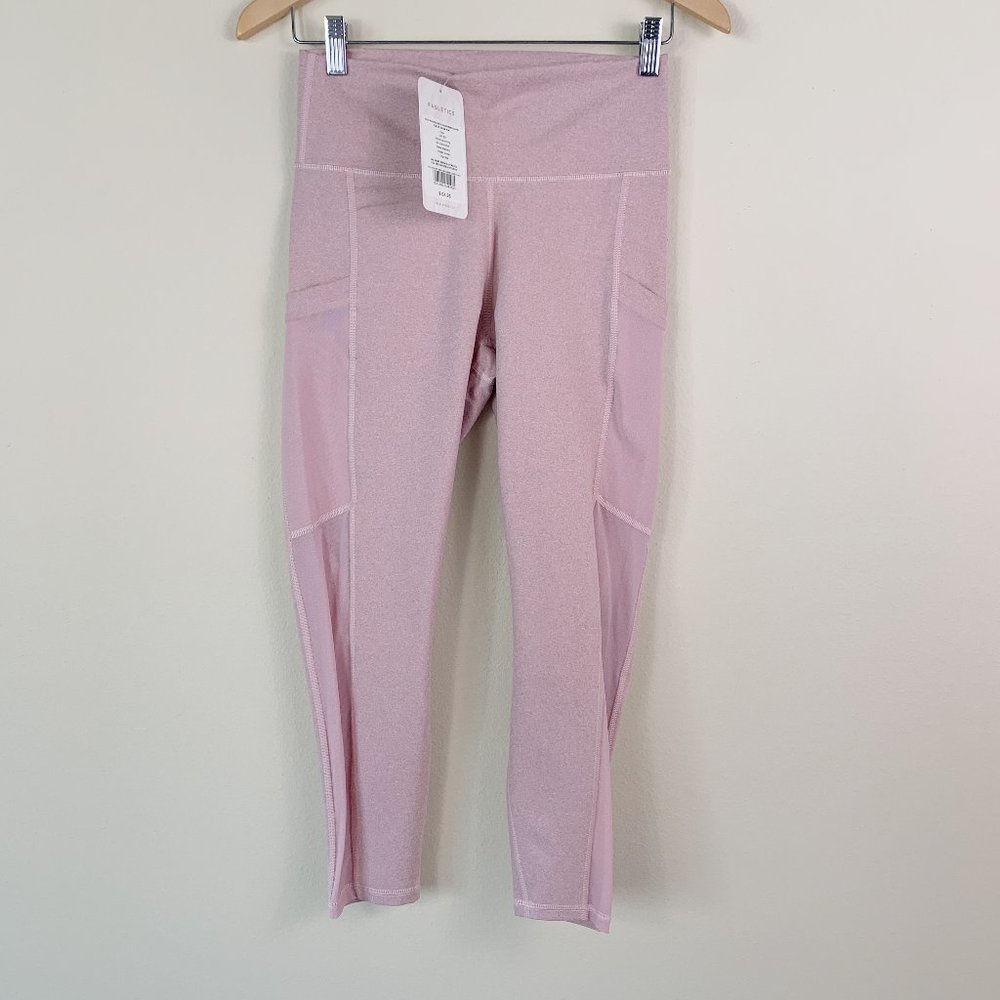 Fabletics pink high waisted mesh heathered capri legging size medium